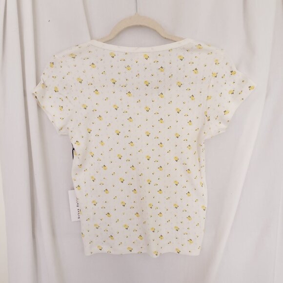 Urban Nation Woman White Yellow Floral Pattern Breathable Cute Shirt Size M - Picture 13 of 15